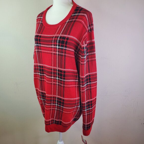 Charter Club Mens Red Plaid Holiday Pullover Sweater XXL - Picture 3 of 10